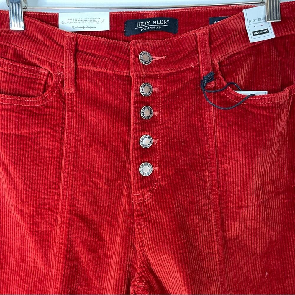 NWT Judy Blue orange rust high waist ankle straight leg corduroy pants 32 - Picture 4 of 9